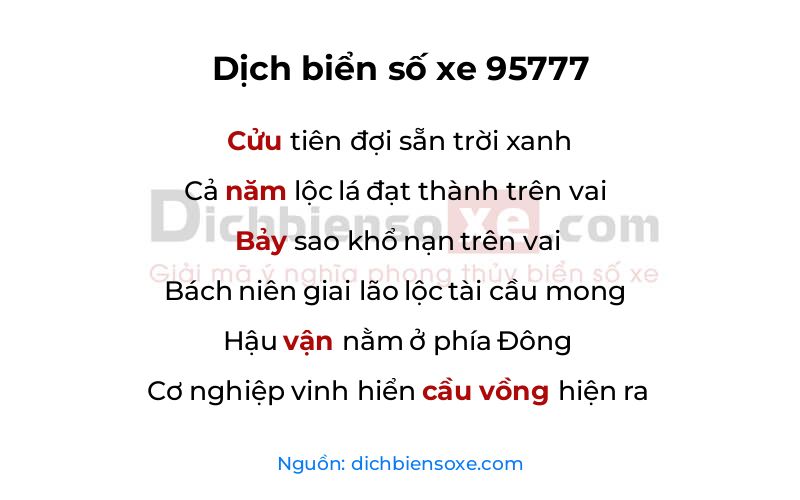 Dịch thơ biển số 95777