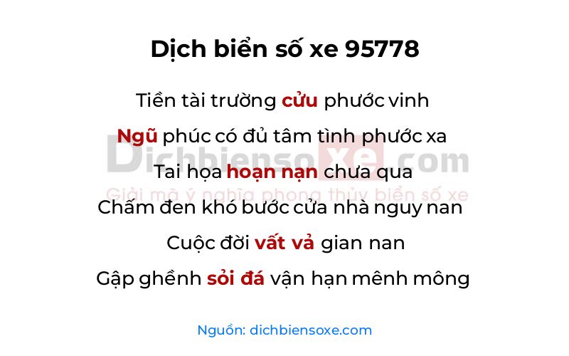 Dịch thơ biển số 95778