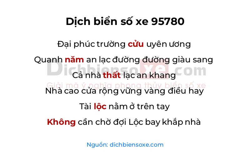 Dịch thơ biển số 95780