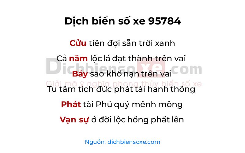Dịch thơ biển số 95784