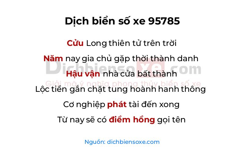 Dịch thơ biển số 95785