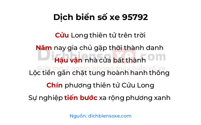 Dịch thơ biển số 95792
