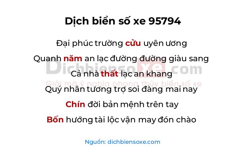 Dịch thơ biển số 95794