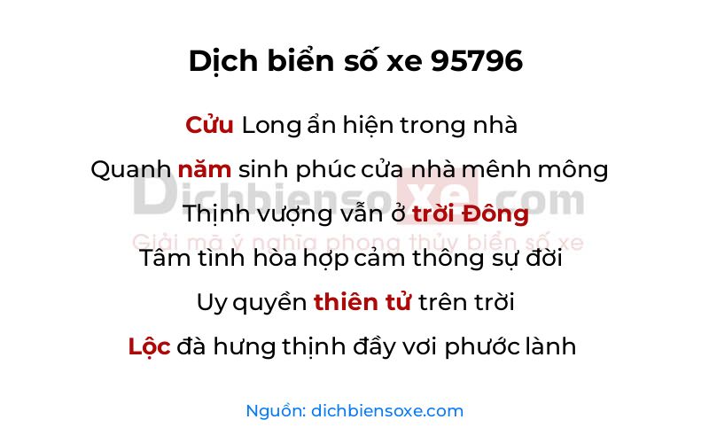 Dịch thơ biển số 95796