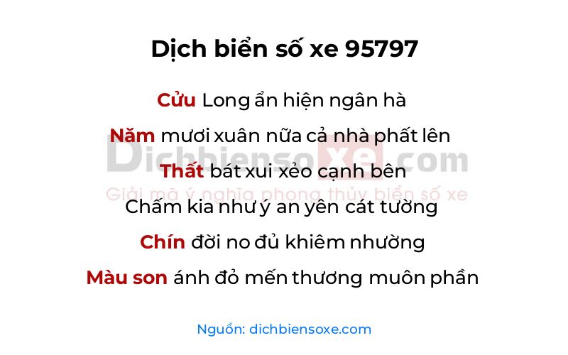 Dịch thơ biển số 95797