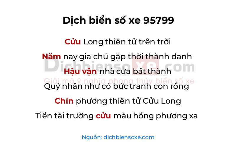 Dịch thơ biển số 95799