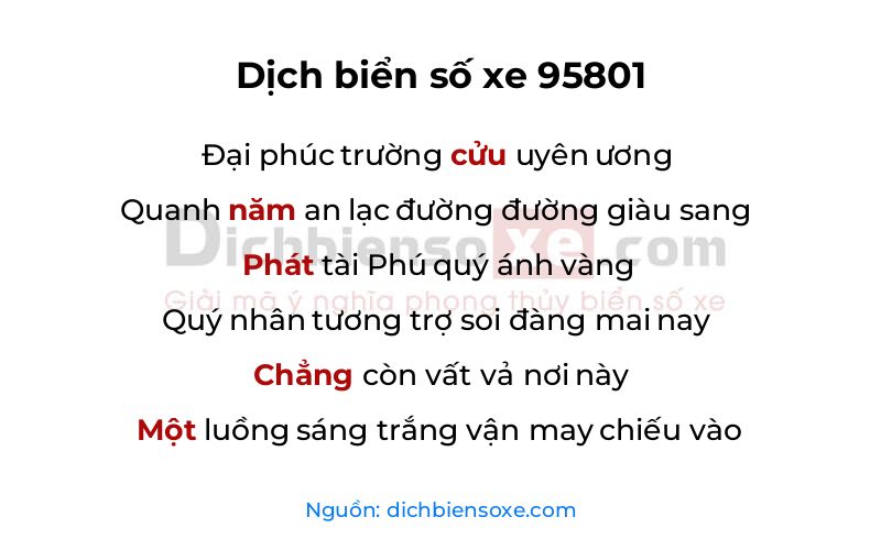 Dịch thơ biển số 95801