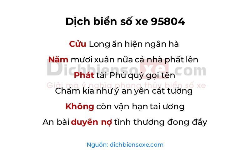Dịch thơ biển số 95804