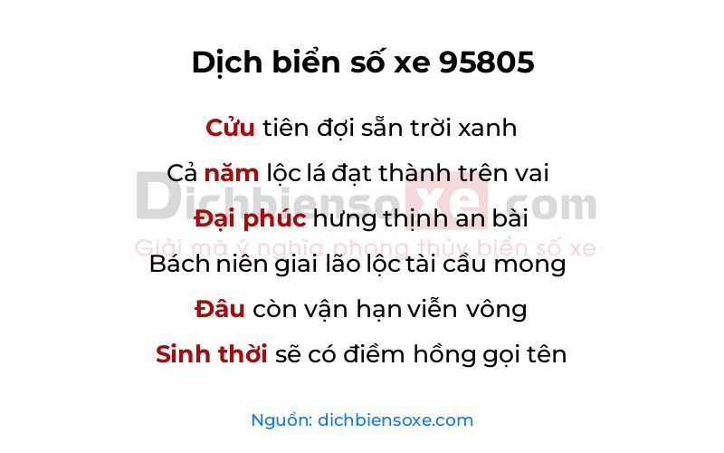 Dịch thơ biển số 95805