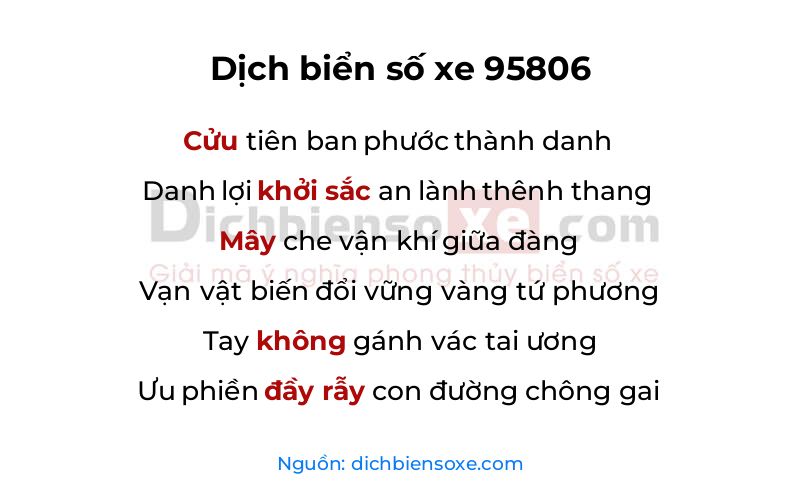 Dịch thơ biển số 95806