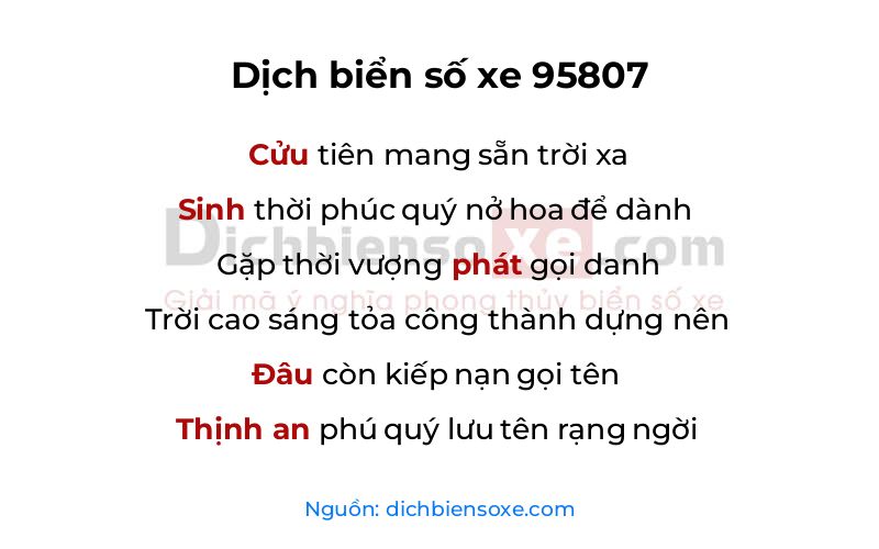 Dịch thơ biển số 95807
