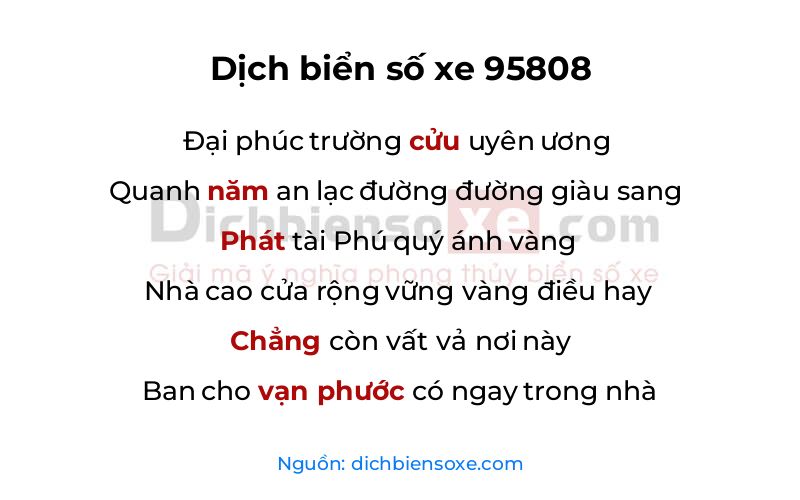 Dịch thơ biển số 95808