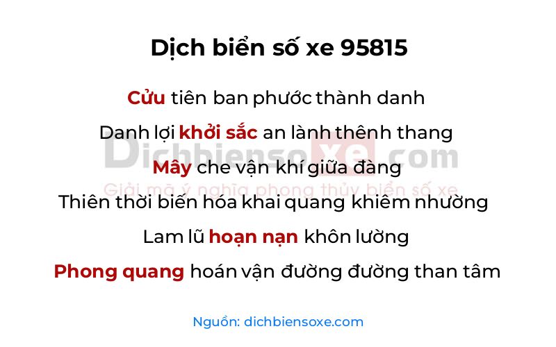 Dịch thơ biển số 95815