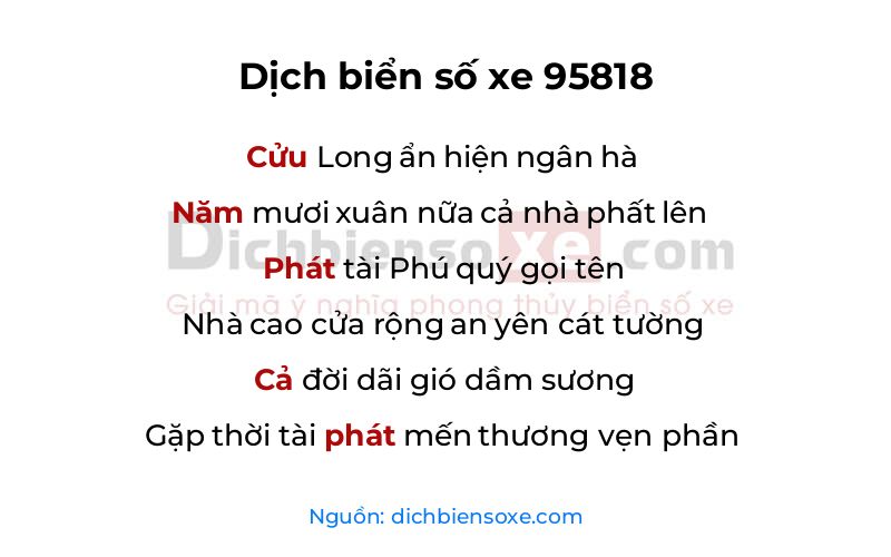 Dịch thơ biển số 95818
