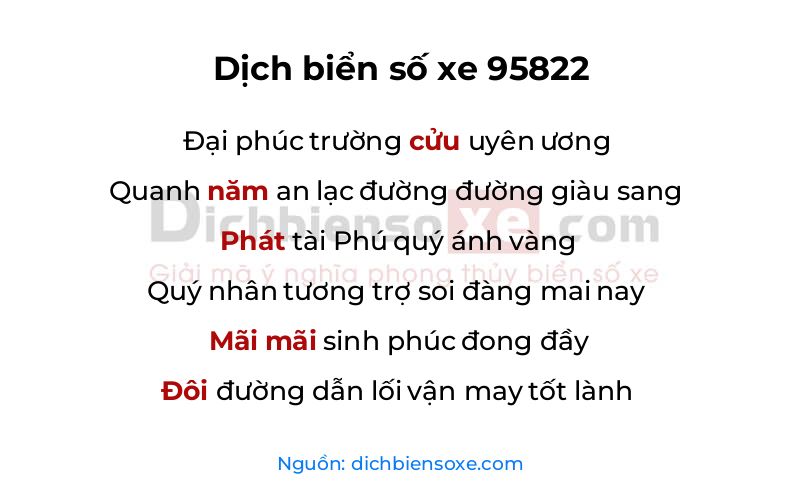 Dịch thơ biển số 95822