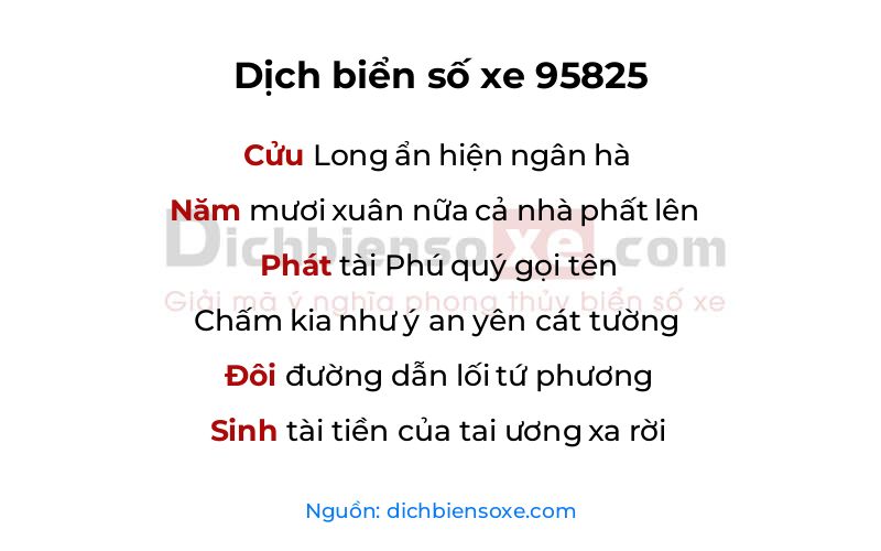 Dịch thơ biển số 95825