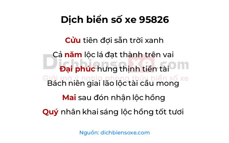 Dịch thơ biển số 95826