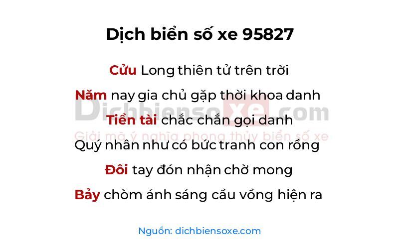 Dịch thơ biển số 95827