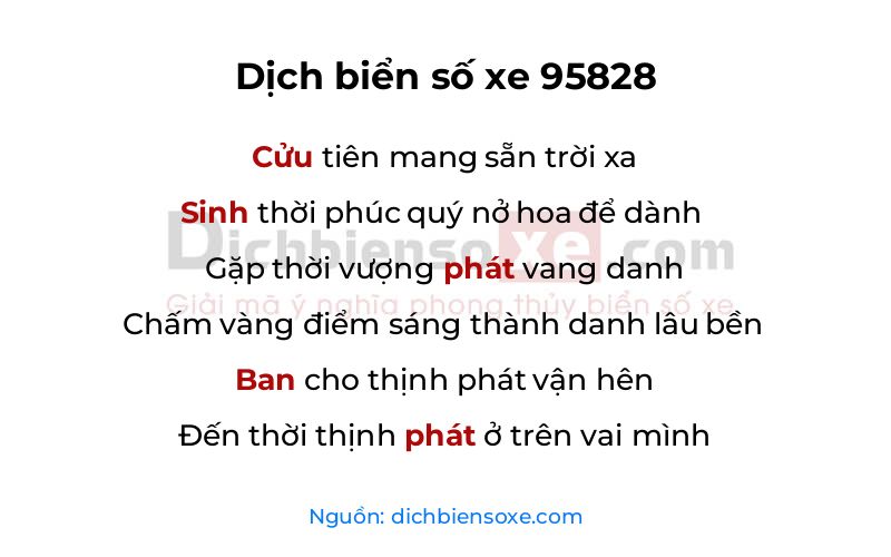Dịch thơ biển số 95828