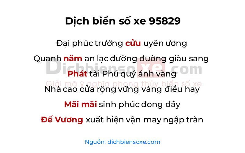 Dịch thơ biển số 95829