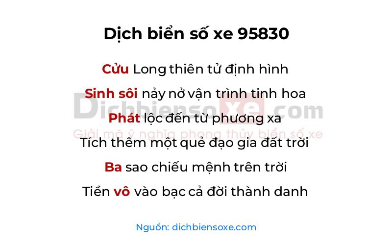 Dịch thơ biển số 95830