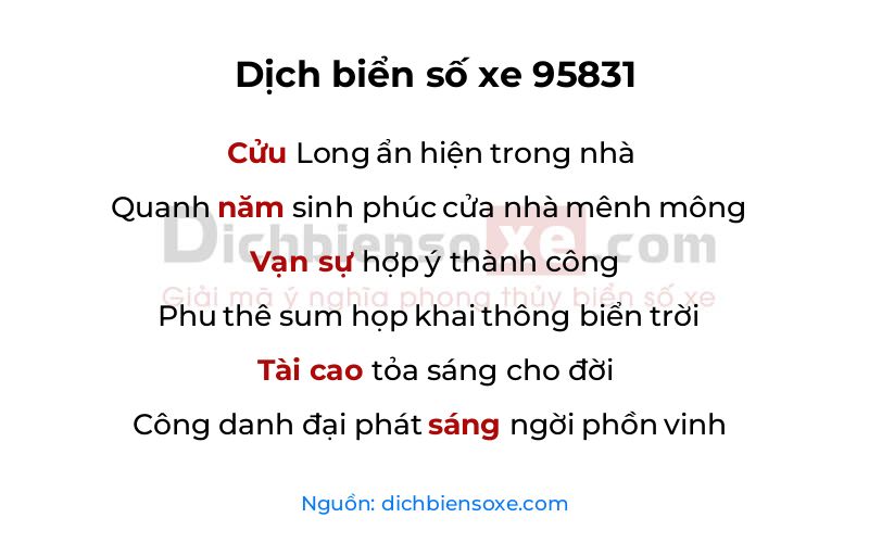 Dịch thơ biển số 95831