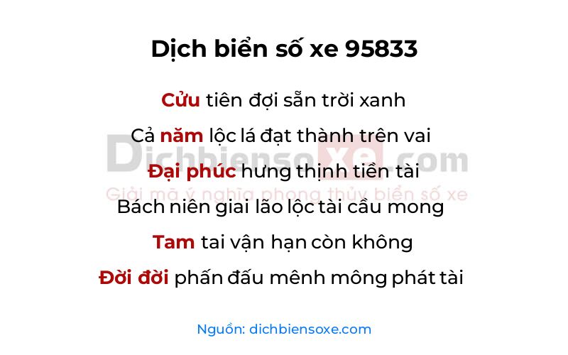 Dịch thơ biển số 95833