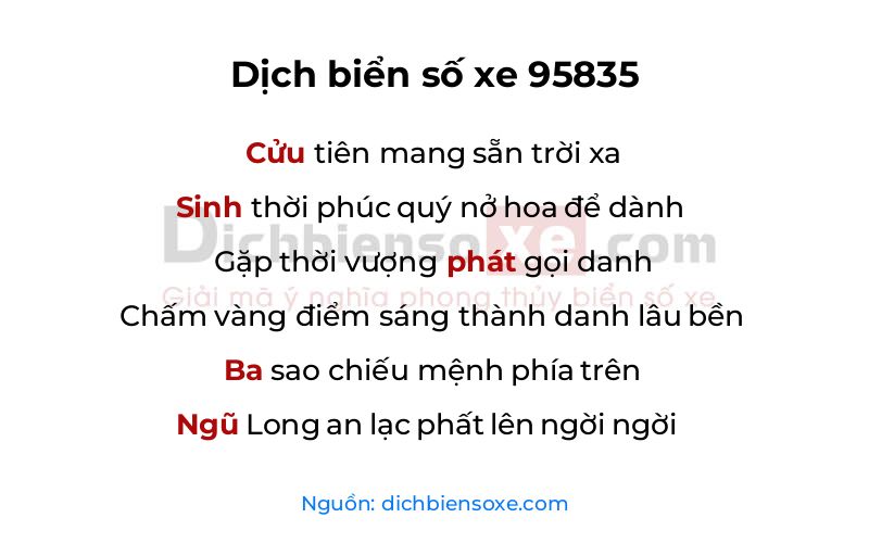 Dịch thơ biển số 95835