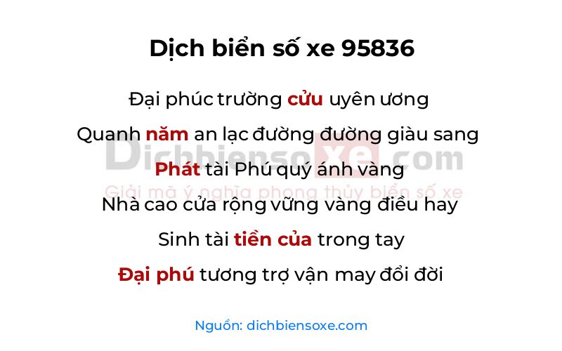 Dịch thơ biển số 95836