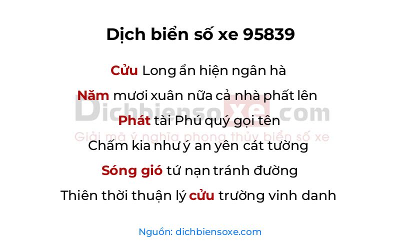 Dịch thơ biển số 95839