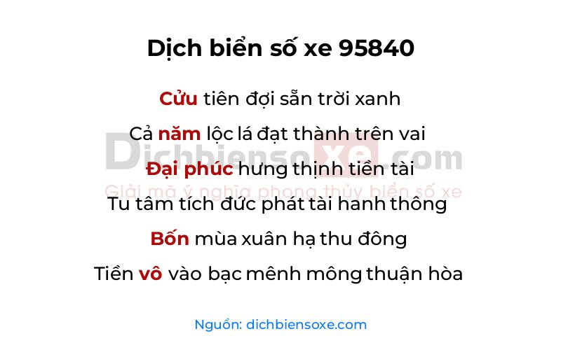 Dịch thơ biển số 95840