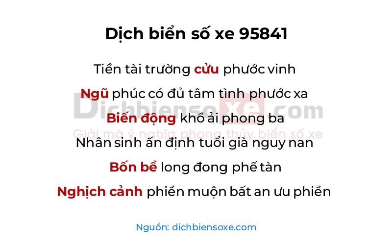 Dịch thơ biển số 95841