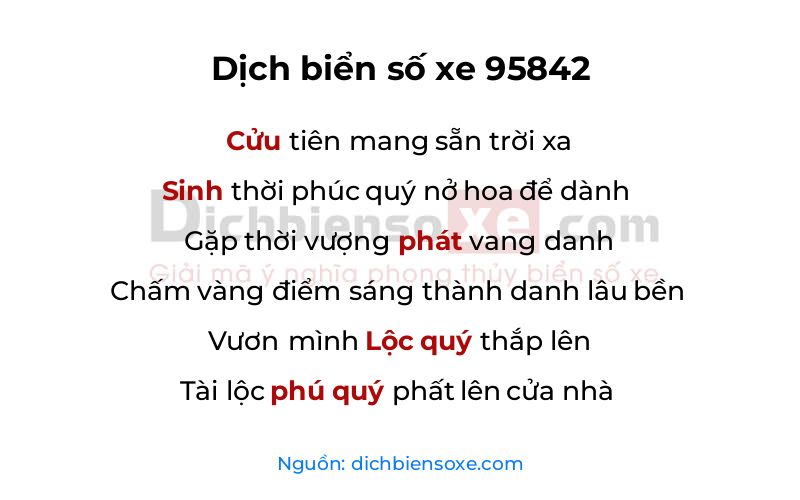 Dịch thơ biển số 95842
