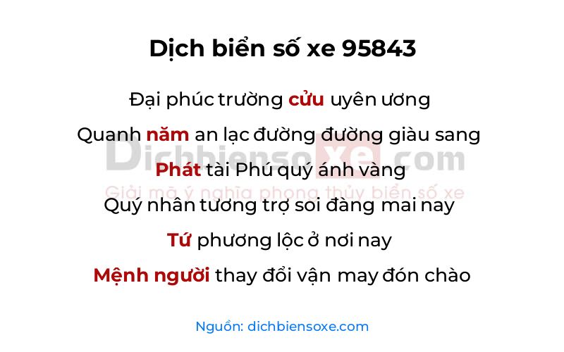 Dịch thơ biển số 95843
