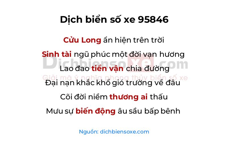 Dịch thơ biển số 95846