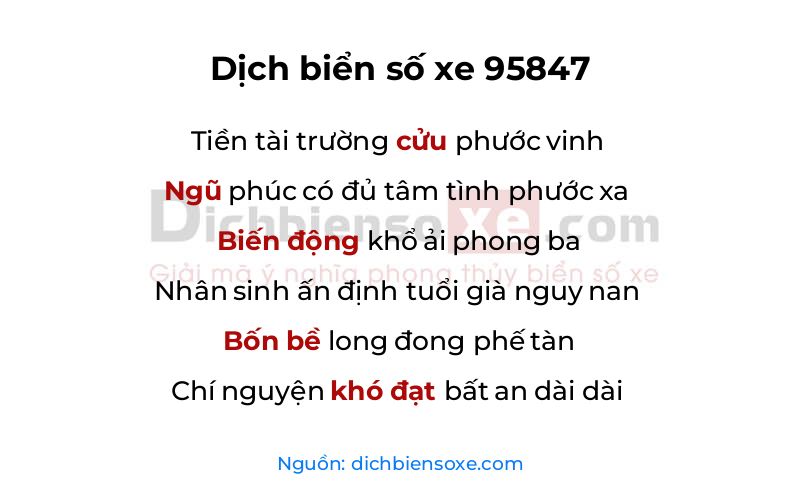 Dịch thơ biển số 95847