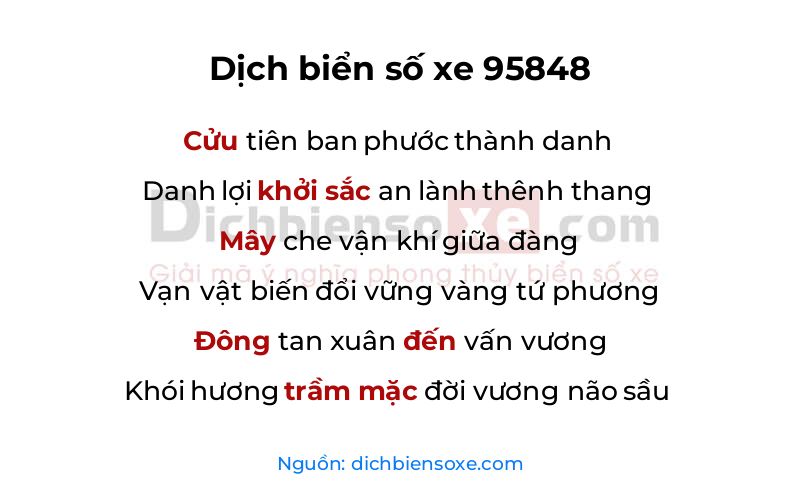Dịch thơ biển số 95848