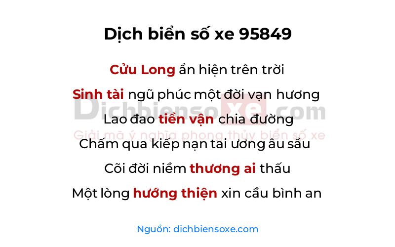 Dịch thơ biển số 95849