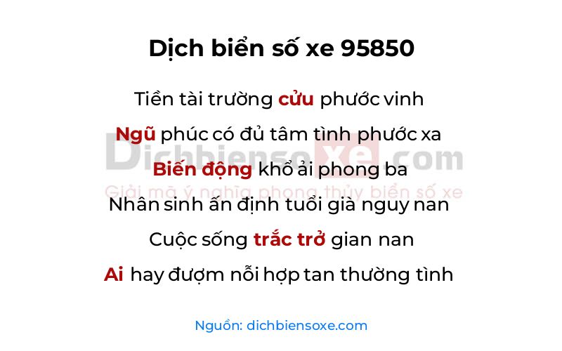 Dịch thơ biển số 95850