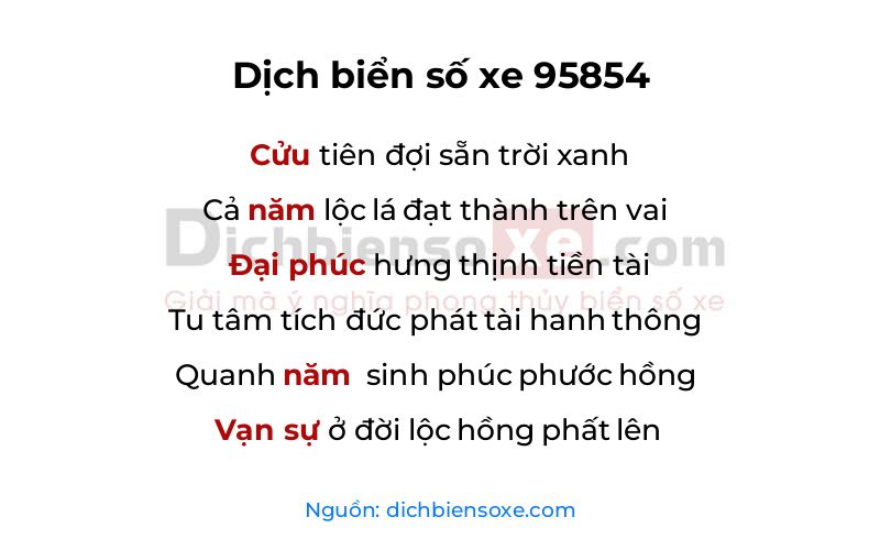 Dịch thơ biển số 95854