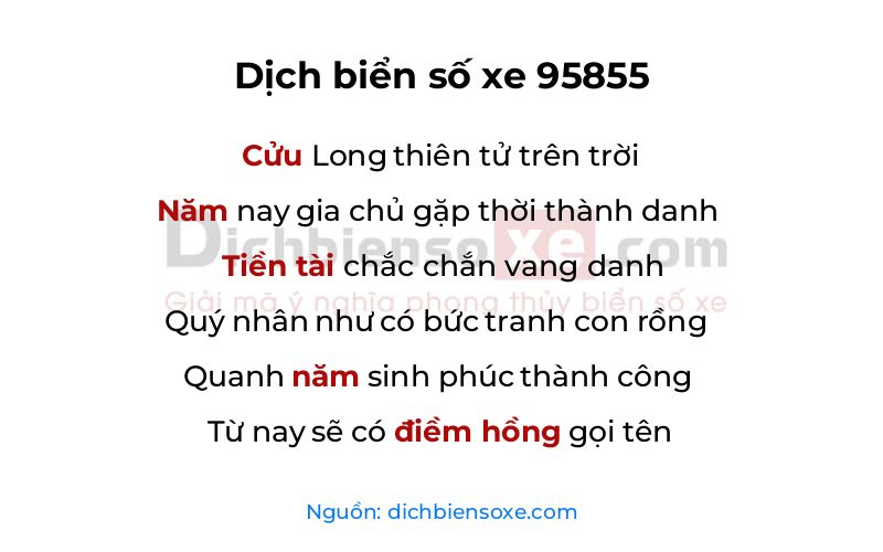 Dịch thơ biển số 95855