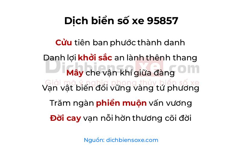 Dịch thơ biển số 95857