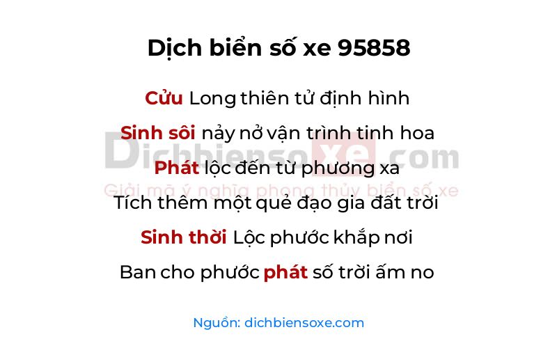 Dịch thơ biển số 95858