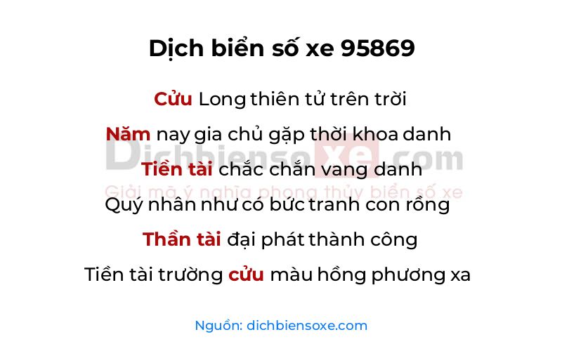 Dịch thơ biển số 95869