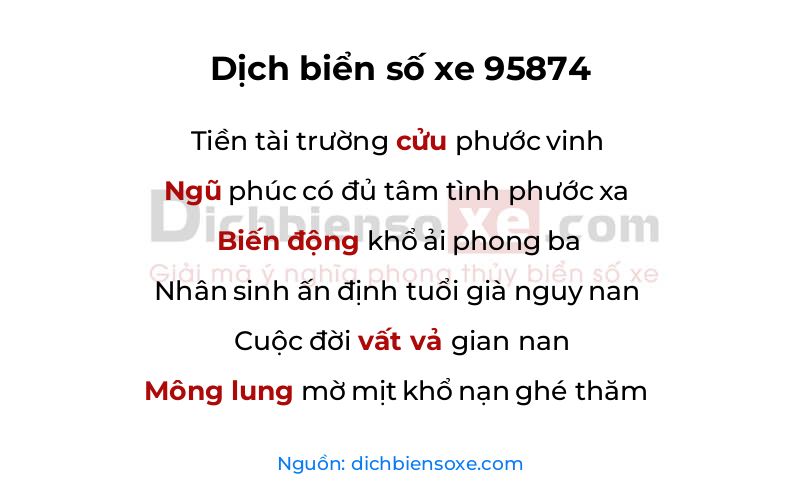 Dịch thơ biển số 95874
