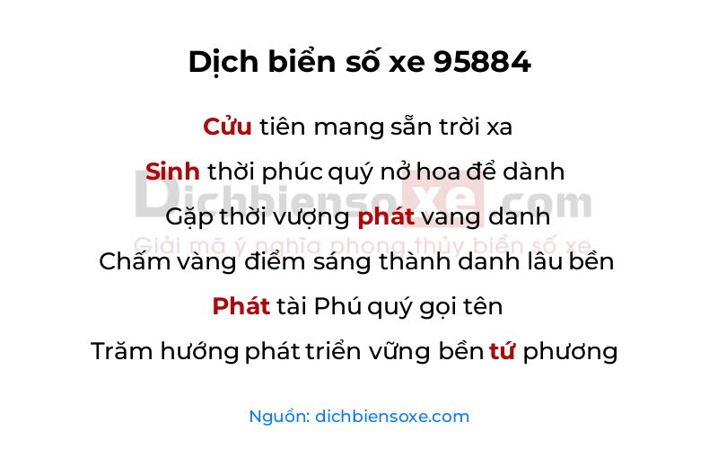 Dịch thơ biển số 95884