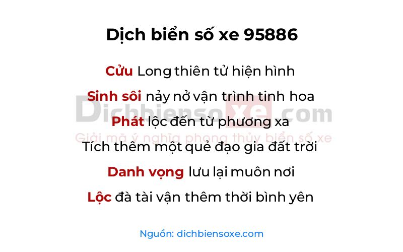 Dịch thơ biển số 95886