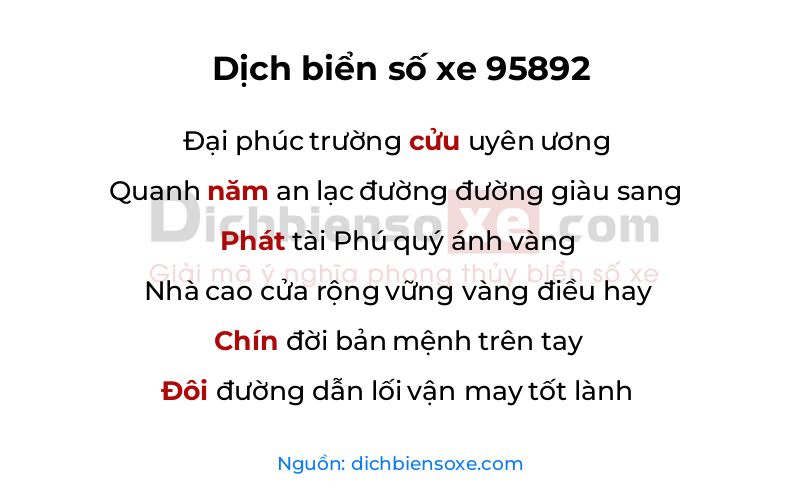 Dịch thơ biển số 95892