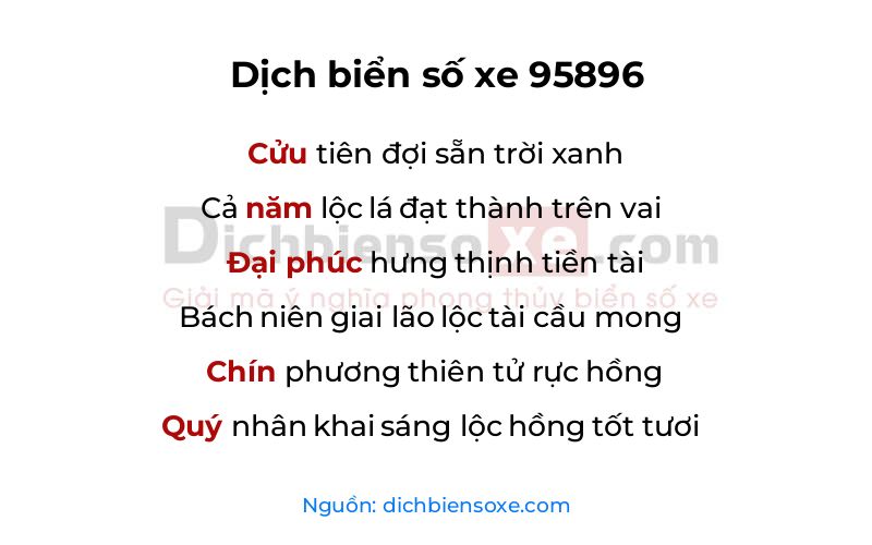 Dịch thơ biển số 95896