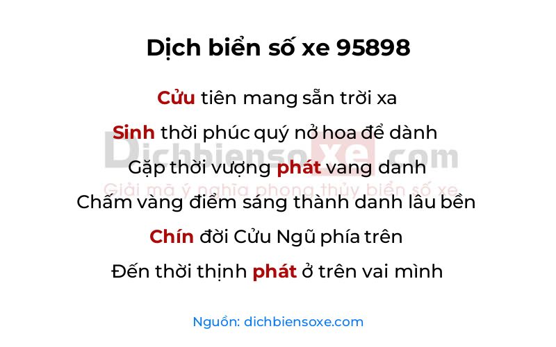 Dịch thơ biển số 95898